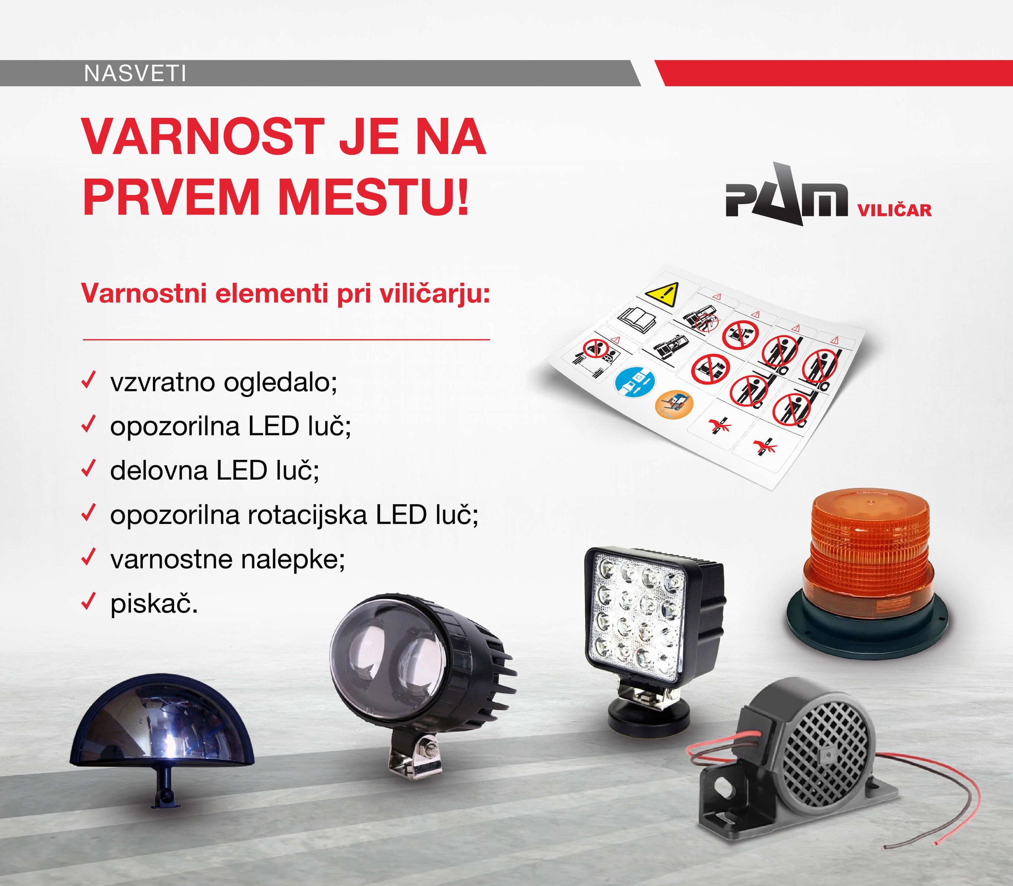 VARNOSTNI ELEMENTI PRI VILIČARJI
