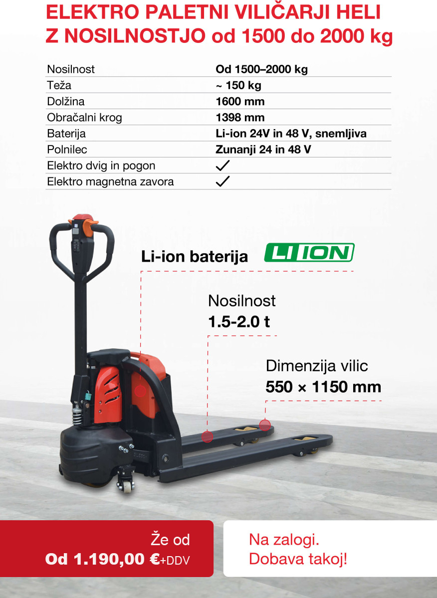 Elektro paletni viličarji Heli